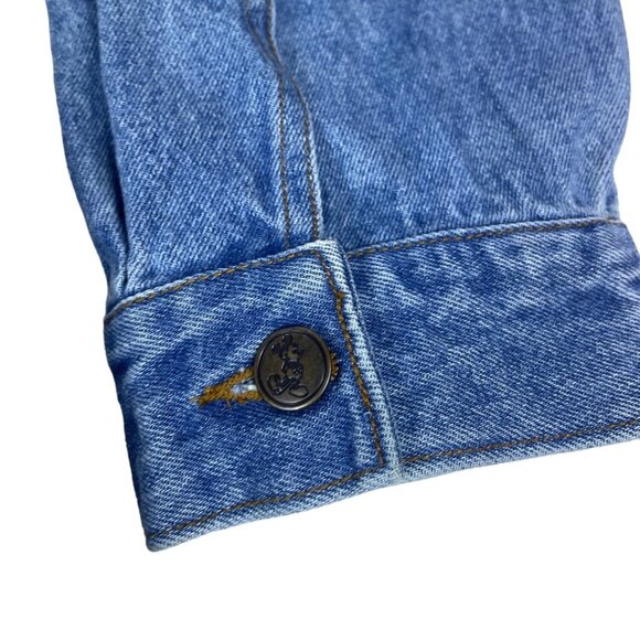 Mickey Inc Unisex Blue Denim Button Down Jacket Sz L - Picture 5 of 9